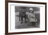 Little Girl and Bulldog in a Garden-null-Framed Photographic Print