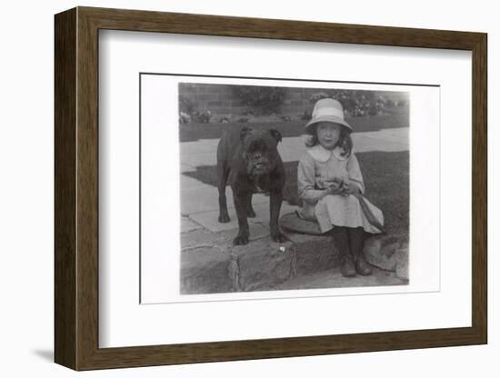 Little Girl and Bulldog in a Garden-null-Framed Photographic Print