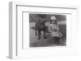 Little Girl and Bulldog in a Garden-null-Framed Photographic Print