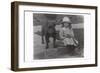 Little Girl and Bulldog in a Garden-null-Framed Photographic Print