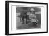 Little Girl and Bulldog in a Garden-null-Framed Photographic Print