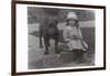 Little Girl and Bulldog in a Garden-null-Framed Photographic Print