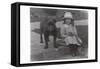 Little Girl and Bulldog in a Garden-null-Framed Stretched Canvas