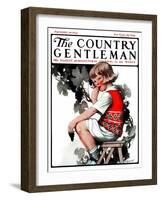 "Little Girl and Grapes," Country Gentleman Cover, September 20, 1924-Sarah Stilwell Weber-Framed Giclee Print