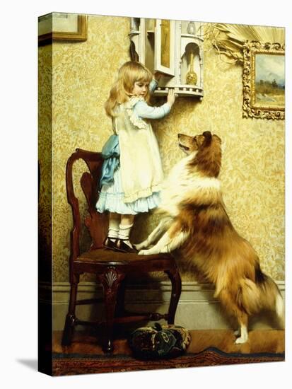 Little Girl and Her Sheltie, 1892-Charles Burton Barber-Stretched Canvas