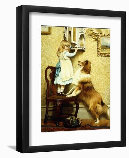 Little Girl and Her Sheltie, 1892-Charles Burton Barber-Framed Giclee Print