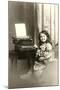 Little Girl and Old Typewriter-null-Mounted Art Print