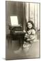 Little Girl and Old Typewriter-null-Mounted Art Print