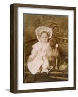 Little Girl and Pug Dog-null-Framed Photographic Print