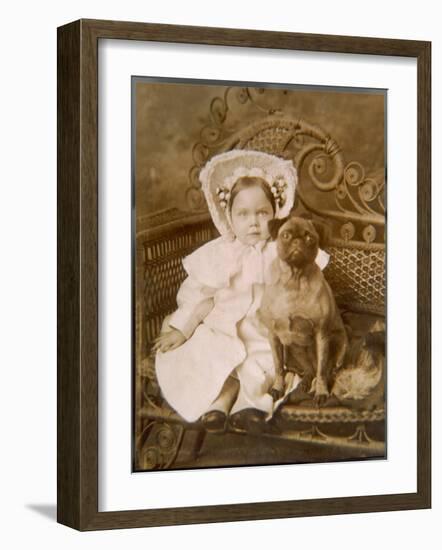 Little Girl and Pug Dog-null-Framed Photographic Print