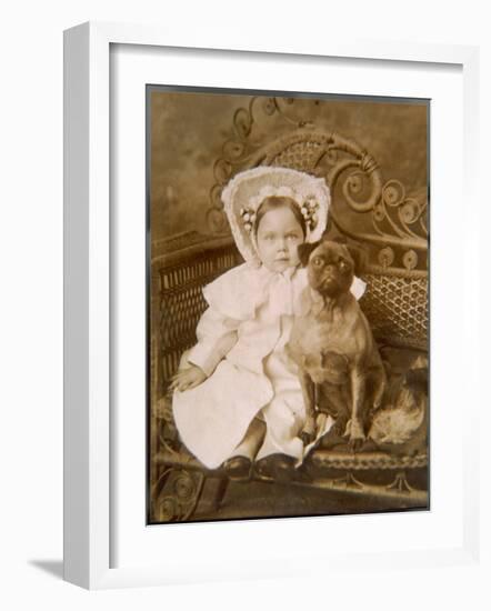 Little Girl and Pug Dog-null-Framed Photographic Print
