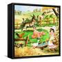 Little Girl at the Farm-English School-Framed Stretched Canvas