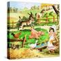 Little Girl at the Farm-English School-Stretched Canvas