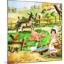 Little Girl at the Farm-English School-Mounted Giclee Print