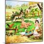 Little Girl at the Farm-English School-Mounted Giclee Print
