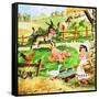 Little Girl at the Farm-English School-Framed Stretched Canvas