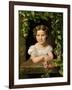 Little Girl at the Window Entwined with Vine Leaves-Ferdinand Georg Waldmüller-Framed Giclee Print