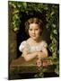 Little Girl at the Window Entwined with Vine Leaves-Ferdinand Georg Waldmüller-Mounted Giclee Print