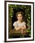 Little Girl at the Window Entwined with Vine Leaves-Ferdinand Georg Waldmüller-Framed Giclee Print