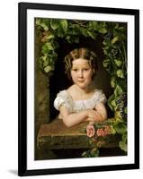 Little Girl at the Window Entwined with Vine Leaves-Ferdinand Georg Waldmüller-Framed Giclee Print