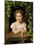 Little Girl at the Window Entwined with Vine Leaves-Ferdinand Georg Waldmüller-Mounted Giclee Print