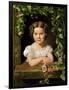 Little Girl at the Window Entwined with Vine Leaves-Ferdinand Georg Waldmüller-Framed Giclee Print