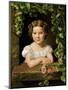 Little Girl at the Window Entwined with Vine Leaves-Ferdinand Georg Waldmüller-Mounted Giclee Print