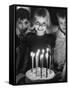 Little Girl Blowing Out Her Candles on Her Birthday Cake-Robert W^ Kelley-Framed Stretched Canvas