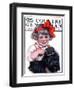 "Little Girl Brushing Dog," Country Gentleman Cover, July 7, 1923-E.M. Wireman-Framed Giclee Print