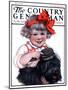 "Little Girl Brushing Dog," Country Gentleman Cover, July 7, 1923-E.M. Wireman-Mounted Giclee Print