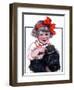 "Little Girl Brushing Dog,"July 7, 1923-E.M. Wireman-Framed Giclee Print