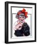 "Little Girl Brushing Dog,"July 7, 1923-E.M. Wireman-Framed Giclee Print