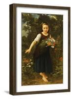 Little Girl by the Brook Holding a Sheaf of Flowers, 1886-William Adolphe Bouguereau-Framed Giclee Print