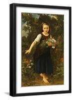 Little Girl by the Brook Holding a Sheaf of Flowers, 1886-William Adolphe Bouguereau-Framed Giclee Print