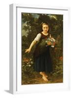 Little Girl by the Brook Holding a Sheaf of Flowers, 1886-William Adolphe Bouguereau-Framed Giclee Print