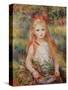 Little Girl Carrying Flowers, or the Little Gleaner, 1888-Pierre-Auguste Renoir-Stretched Canvas