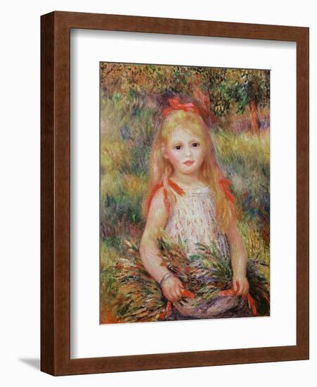 Little Girl Carrying Flowers, or the Little Gleaner, 1888-Pierre-Auguste Renoir-Framed Giclee Print