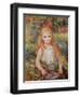 Little Girl Carrying Flowers, or the Little Gleaner, 1888-Pierre-Auguste Renoir-Framed Giclee Print