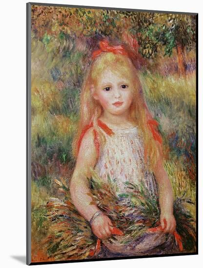 Little Girl Carrying Flowers, or the Little Gleaner, 1888-Pierre-Auguste Renoir-Mounted Giclee Print