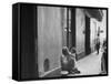 Little Girl Cleaning Face of a Street Beggar-null-Framed Stretched Canvas