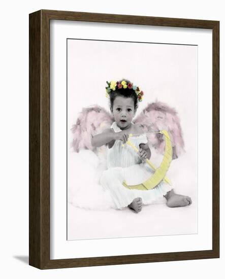 Little Girl Dressed as Cupid Holding a Drawn Bow-Nora Hernandez-Framed Giclee Print