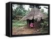 Little Girl Dressed for Church, in Front of Hut, Uganda, East Africa, Africa-D H Webster-Framed Stretched Canvas