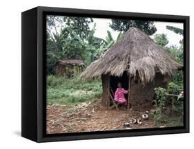 Little Girl Dressed for Church, in Front of Hut, Uganda, East Africa, Africa-D H Webster-Framed Stretched Canvas