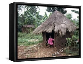 Little Girl Dressed for Church, in Front of Hut, Uganda, East Africa, Africa-D H Webster-Framed Stretched Canvas
