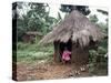 Little Girl Dressed for Church, in Front of Hut, Uganda, East Africa, Africa-D H Webster-Stretched Canvas