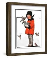 "Little Girl Feeding Birds,"January 31, 1925-Sarah Stilwell Weber-Framed Giclee Print