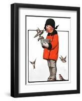 "Little Girl Feeding Birds,"January 31, 1925-Sarah Stilwell Weber-Framed Giclee Print