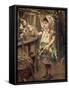 Little Girl Feeding Rabbits-null-Framed Stretched Canvas