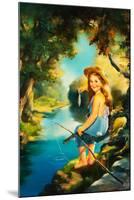 Little Girl Fishing-Maxine Stevens-Mounted Art Print
