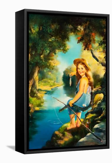 Little Girl Fishing-Maxine Stevens-Framed Stretched Canvas